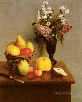 Naturaleza muerta clásica Painting - Naturaleza muerta con flores y frutas Henri Fantin Latour